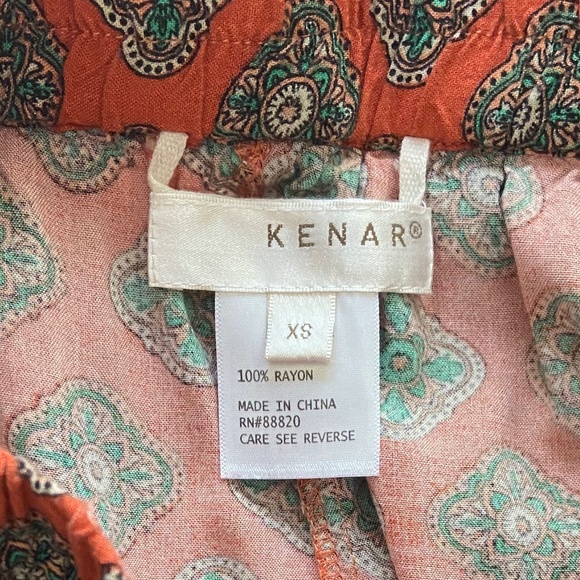 Vintage Kenar Palazzo Pants Wide Leg Orange Indian Boho Women’s Extra Small - Picture 6 of 6